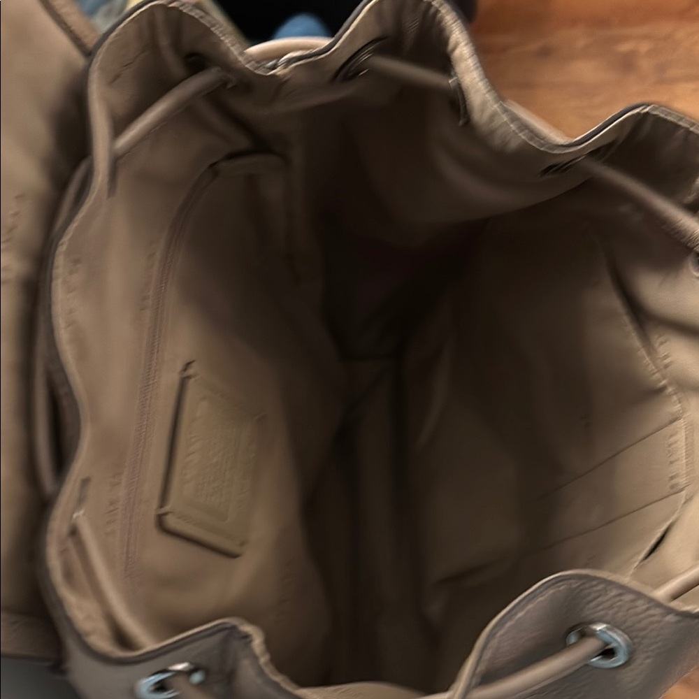 COACH Large Taupe Pebbled Leather Billie Backpack. - Picture 13 of 14